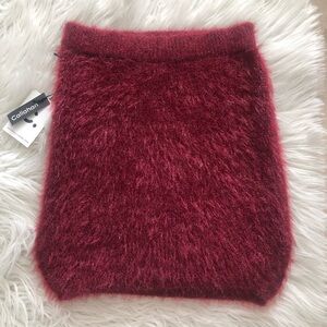 NWT Callahan × Revolve Genny Mini Skirt Fuzzy Knit Pull-On Bloodstone Wine
